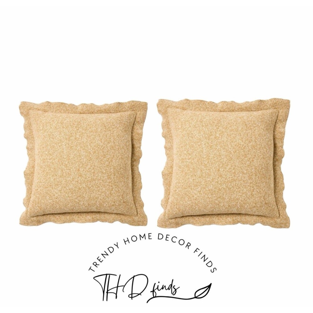 TWO Threshold Studio McGee Oversized Heather Throw Pillow 24 X 24in Tan/Camel